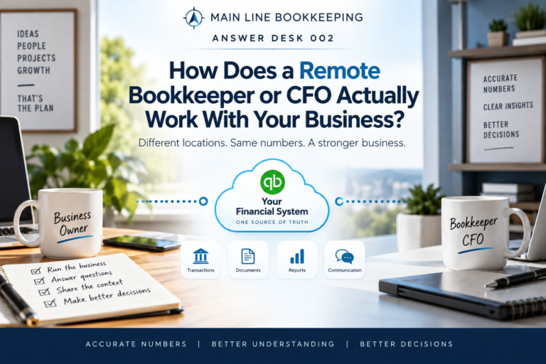 Remote bookkeeper or CFO working with a business through a shared financial system